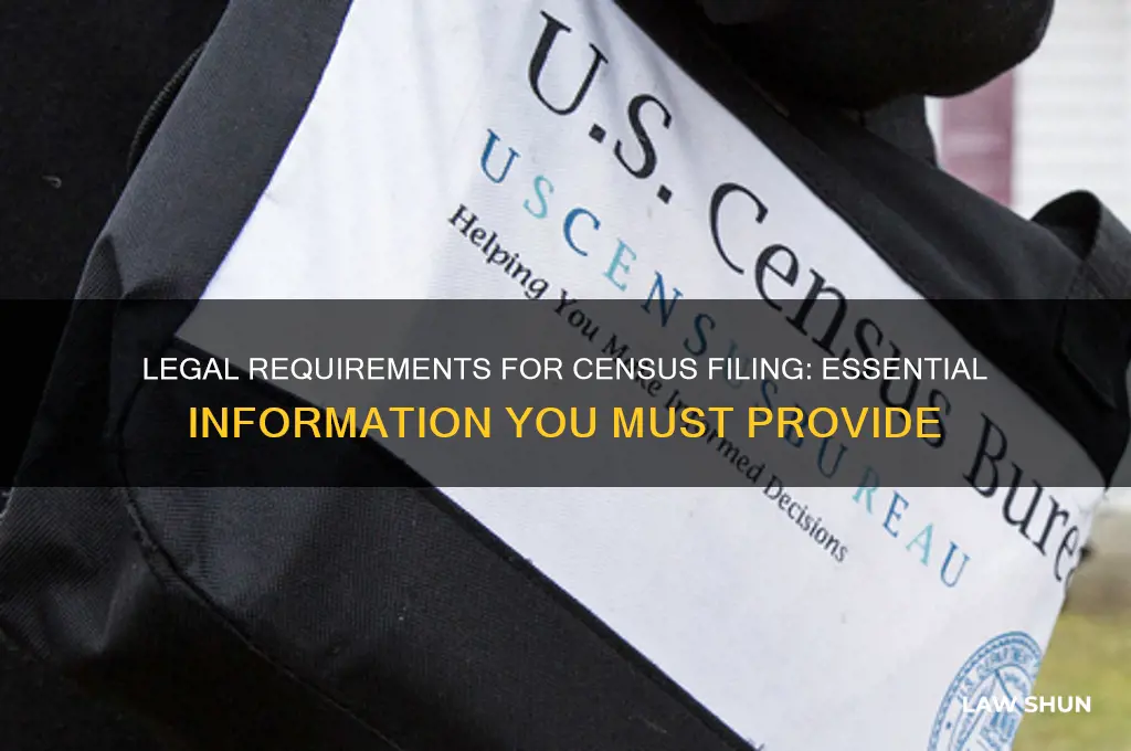what information is requiered by law for filing the cencus