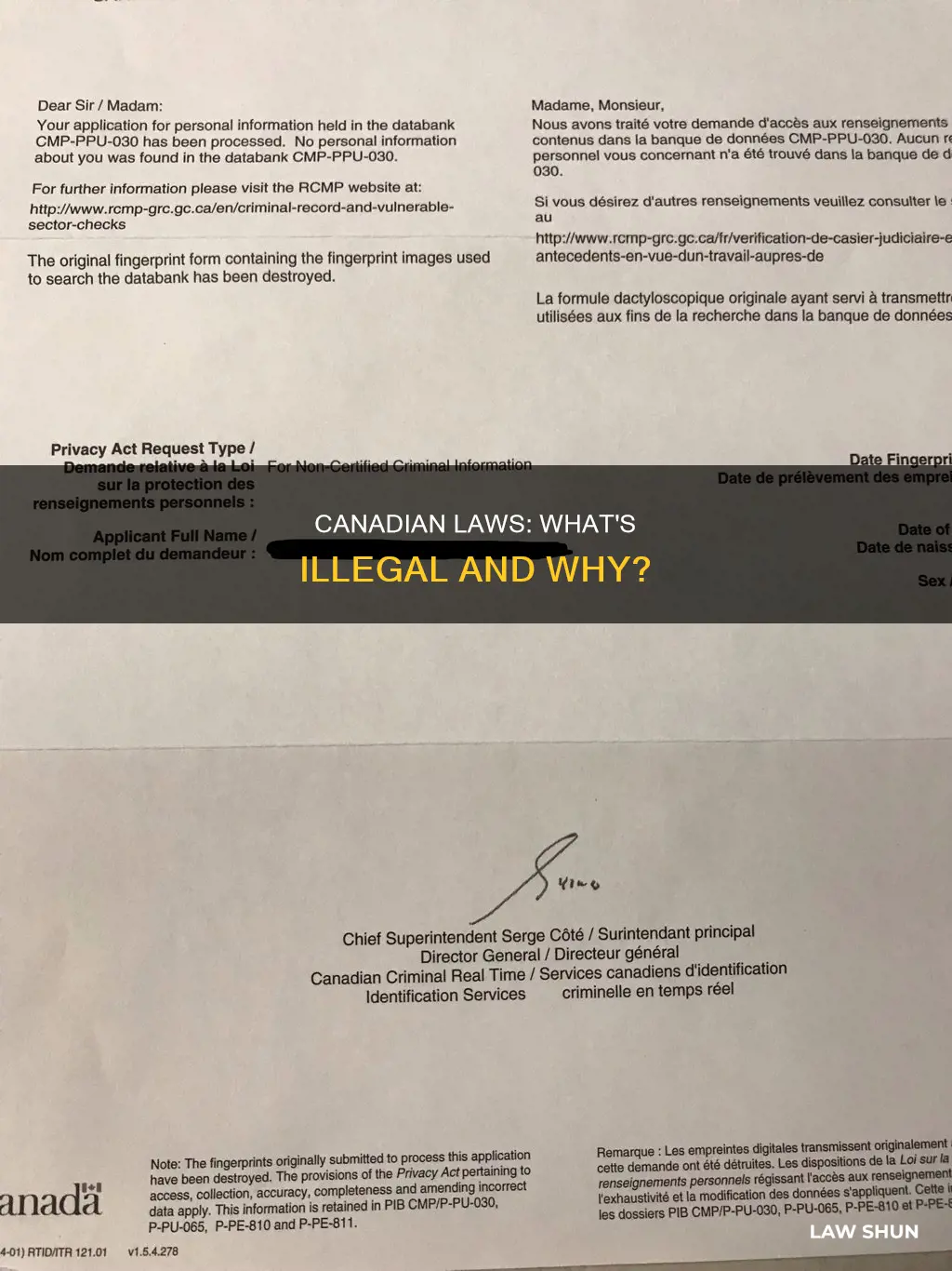 what is against the law in canada