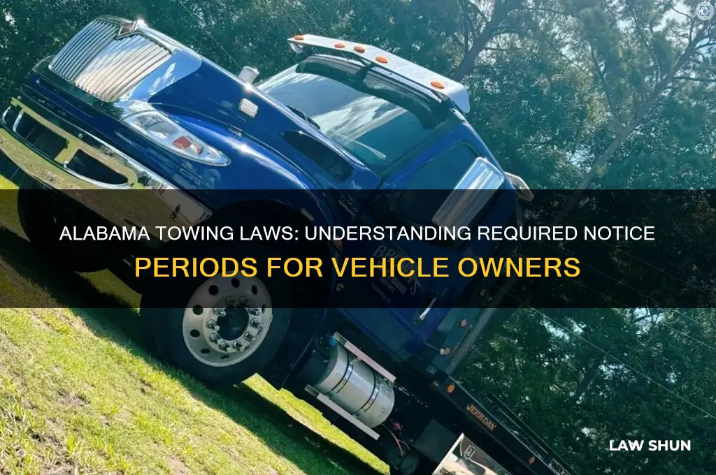 what is alabama law for time notice of vehicle towed