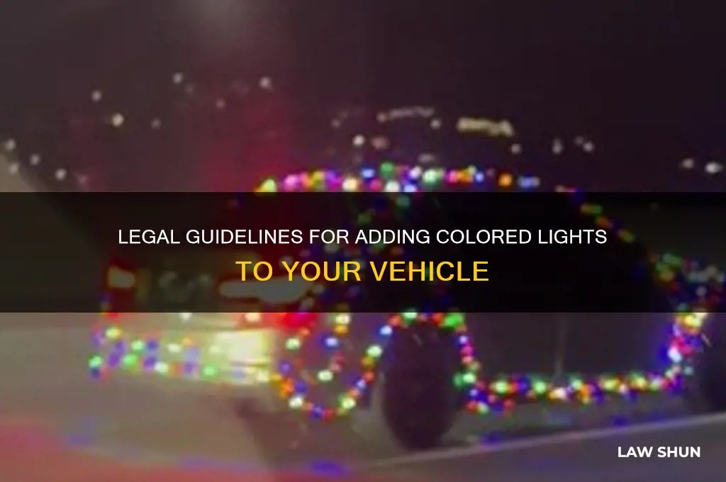 what is law on adding colored lights to motor vehicle