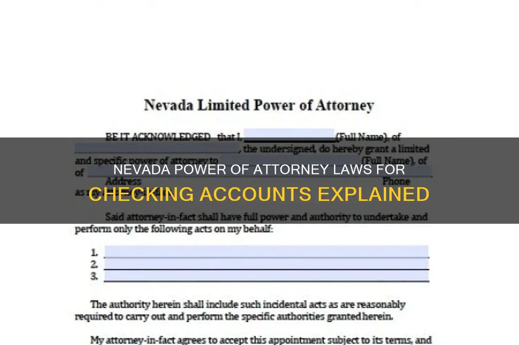 what is nevada law regarding poa on checking account