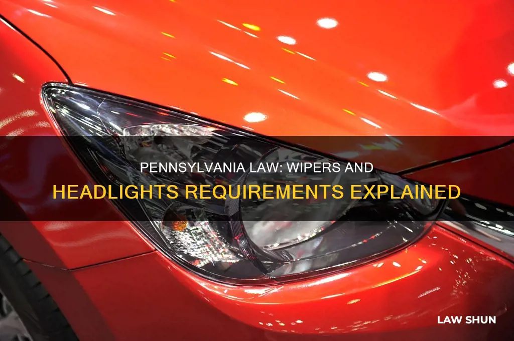 what is pennsylvania law with regards to wipers and headlights
