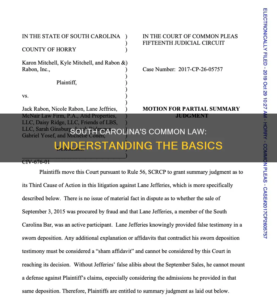 what is the common law in south carolina