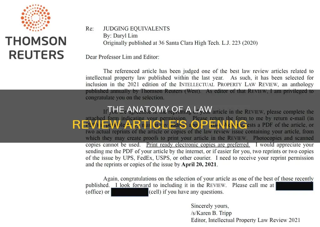 what is the first pae of a law review article