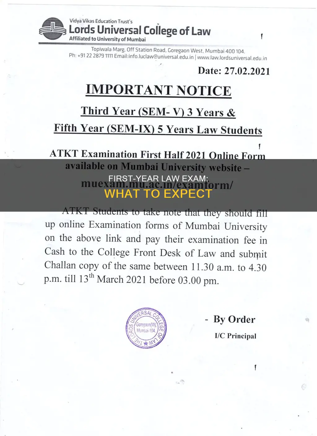 what is the first year law exam