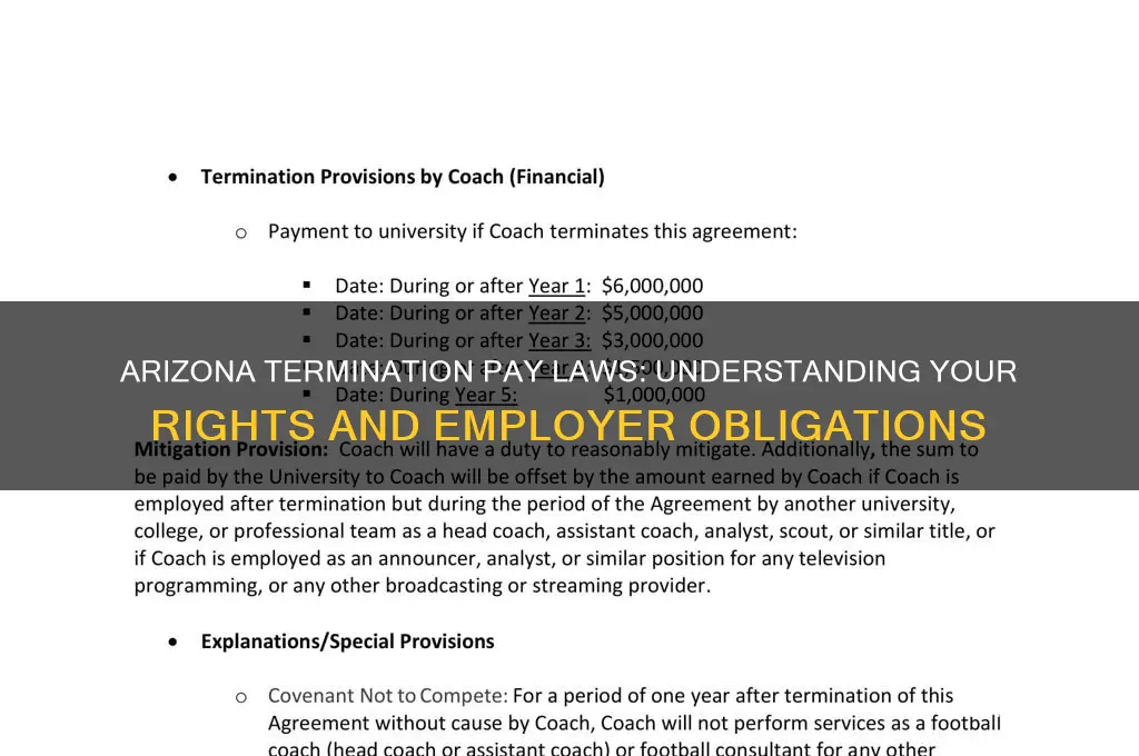 what is the law for termination pay in arizona labor