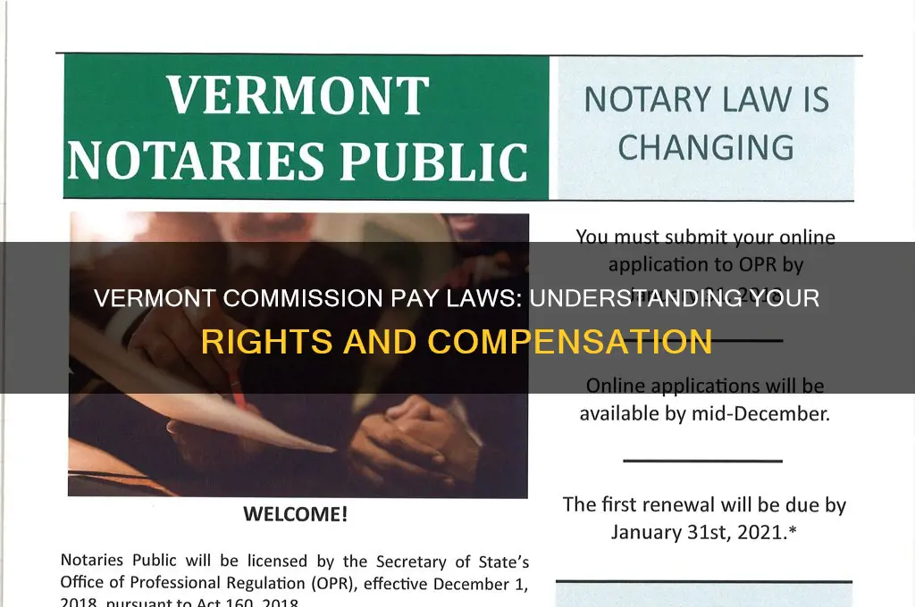 what is the law regarding commission job pay in vermont