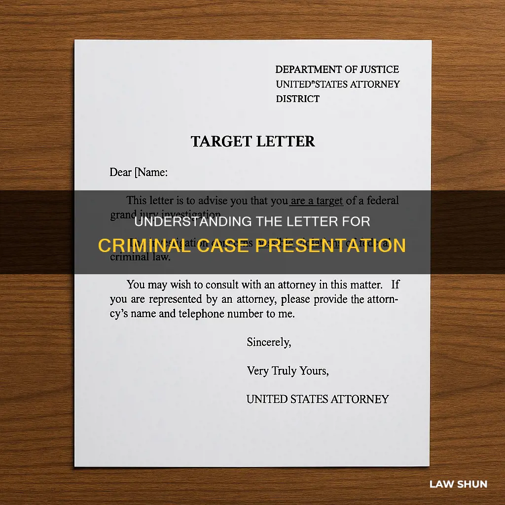 what is the letter called when presenting a criminal case
