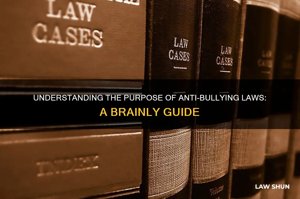what is the purpose of anti-bullying laws brainly
