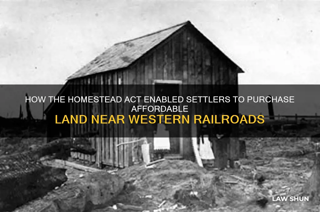 what law helped settlers buy cheap land beside western railroads