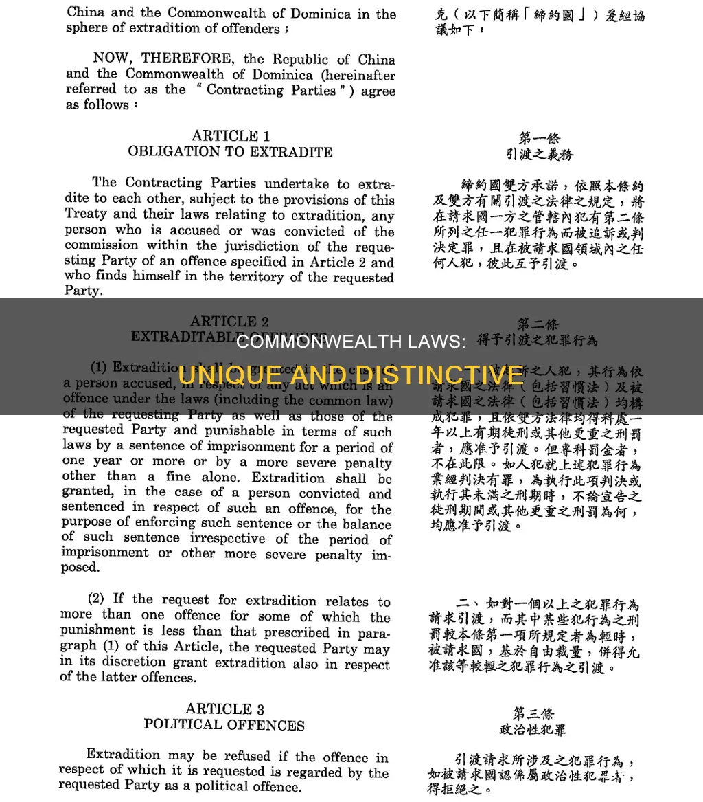 what laws are different in a commonwealth