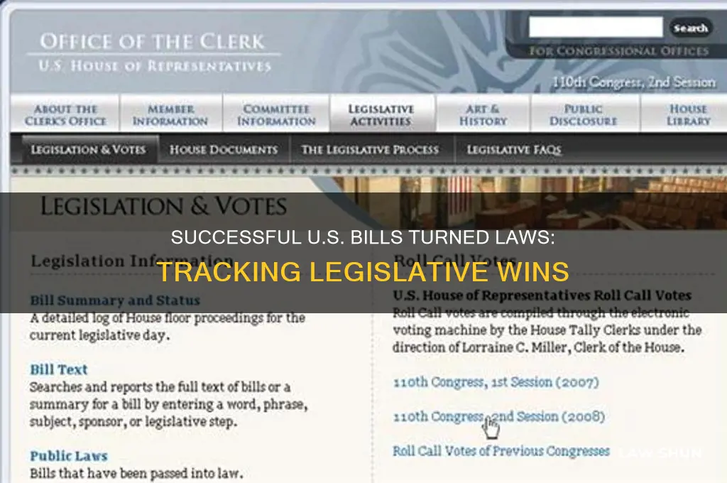 what site that shows sucessful us bills that became laws