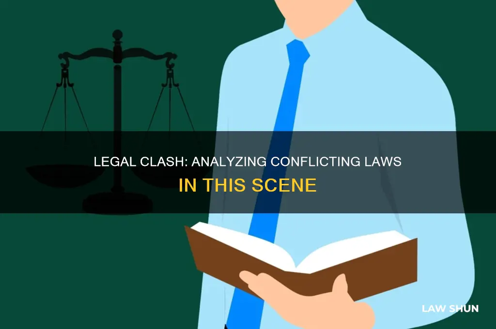 what two types of laws conflict in this scene