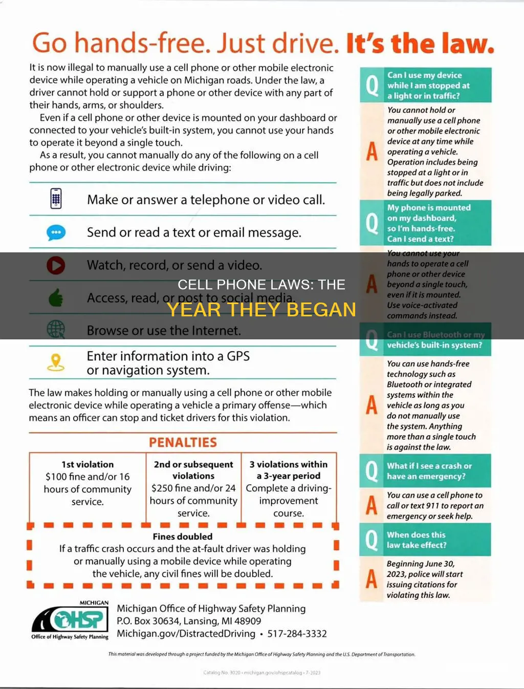 what was first year that cell phone law came out