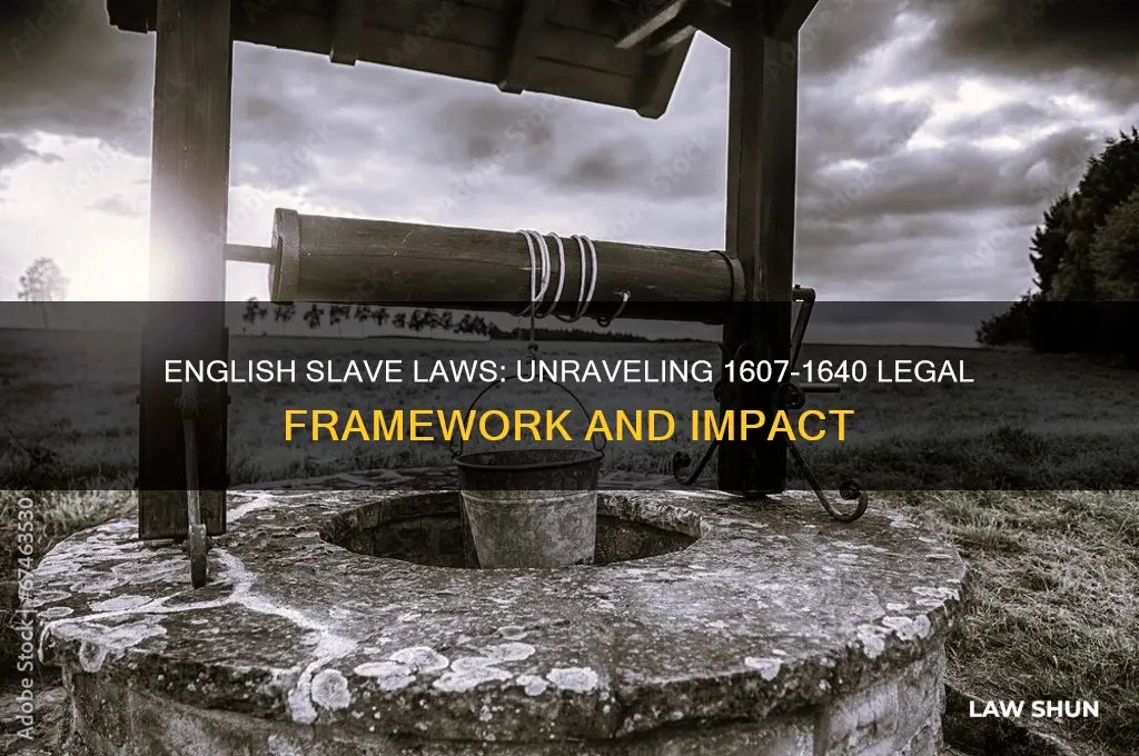 what was the english law about slaves from 1607 1640