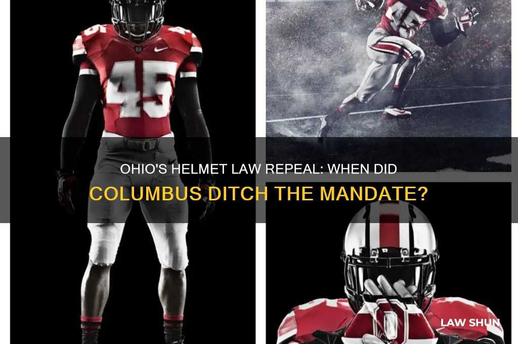 what year did columbus ohio repeal motorcycle helmet law