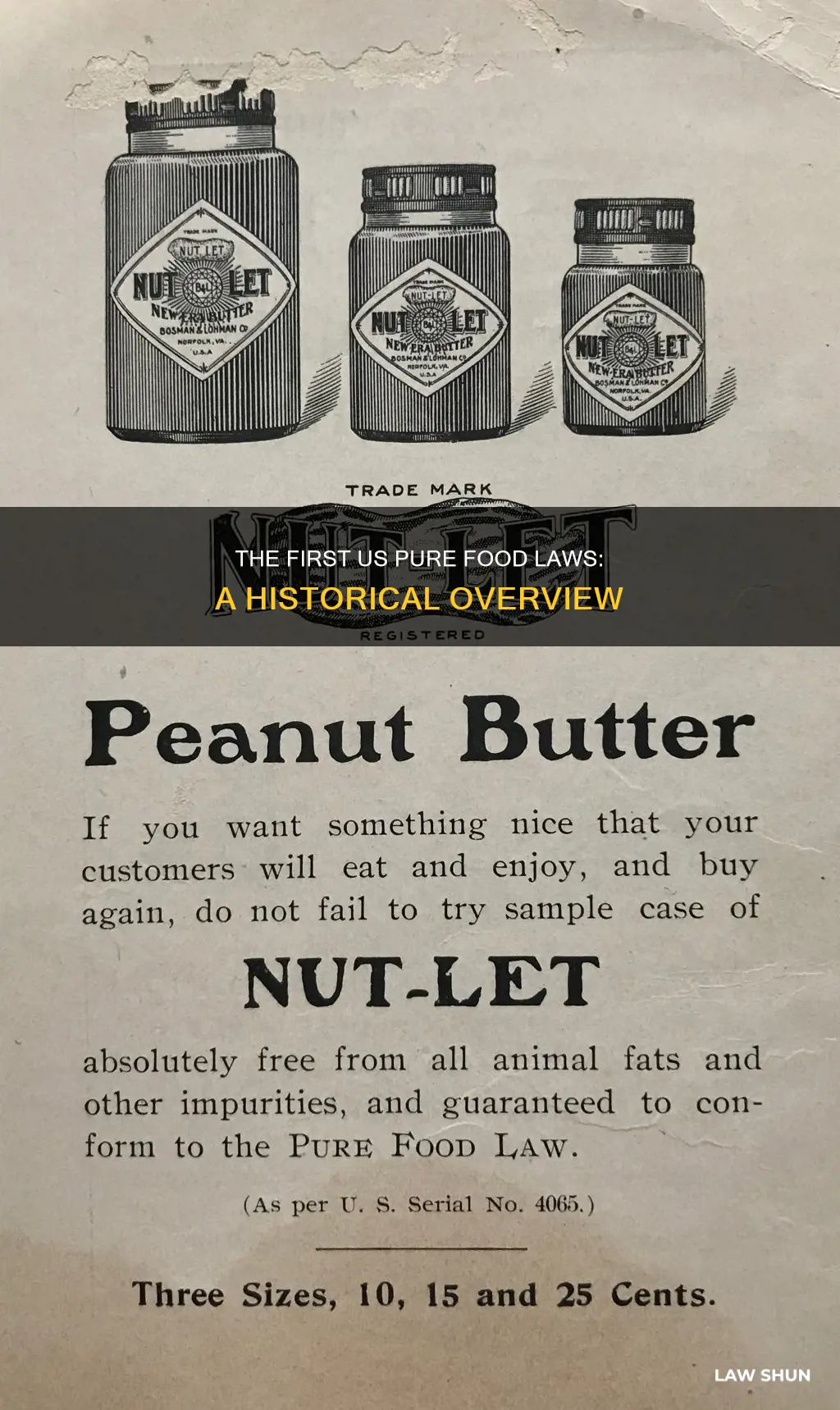 what year were the first pure food law in us