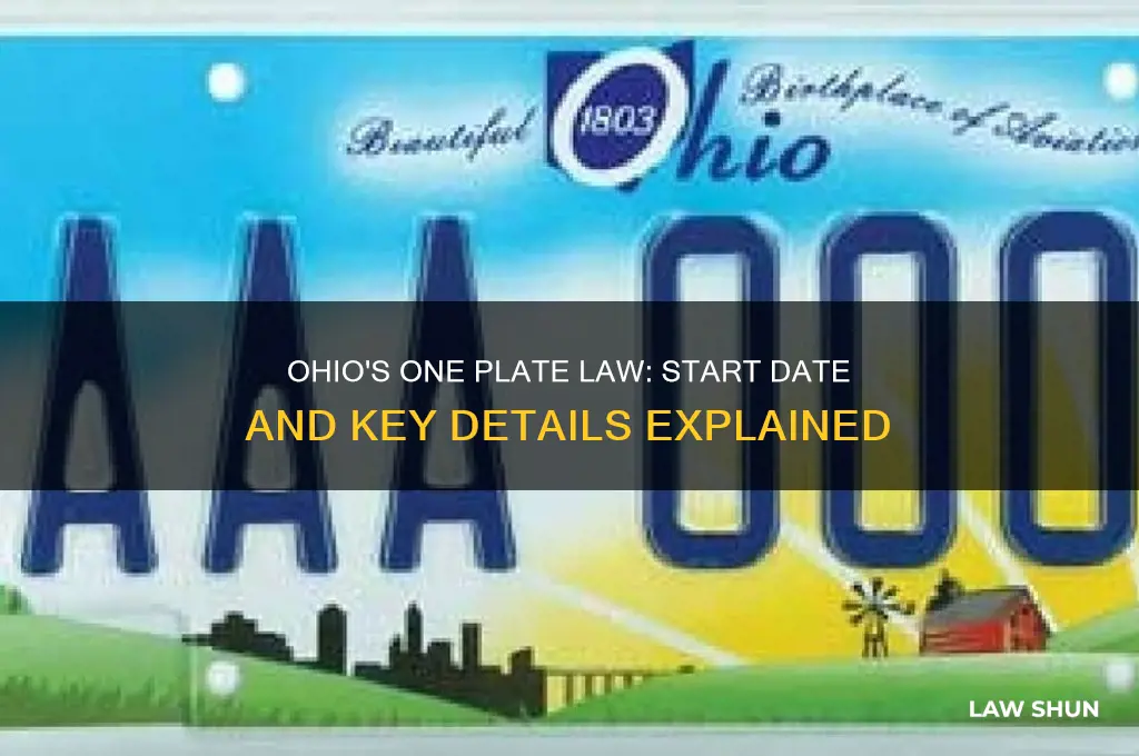 when does the one plate law start in ohio