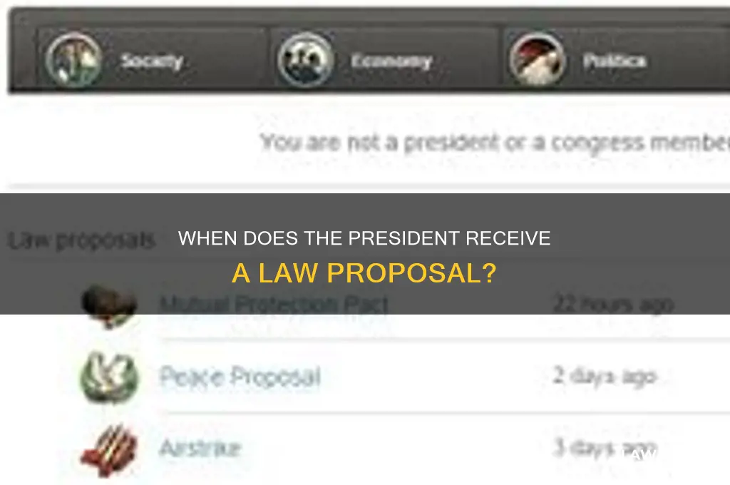 when does the president recive the proposal for a law