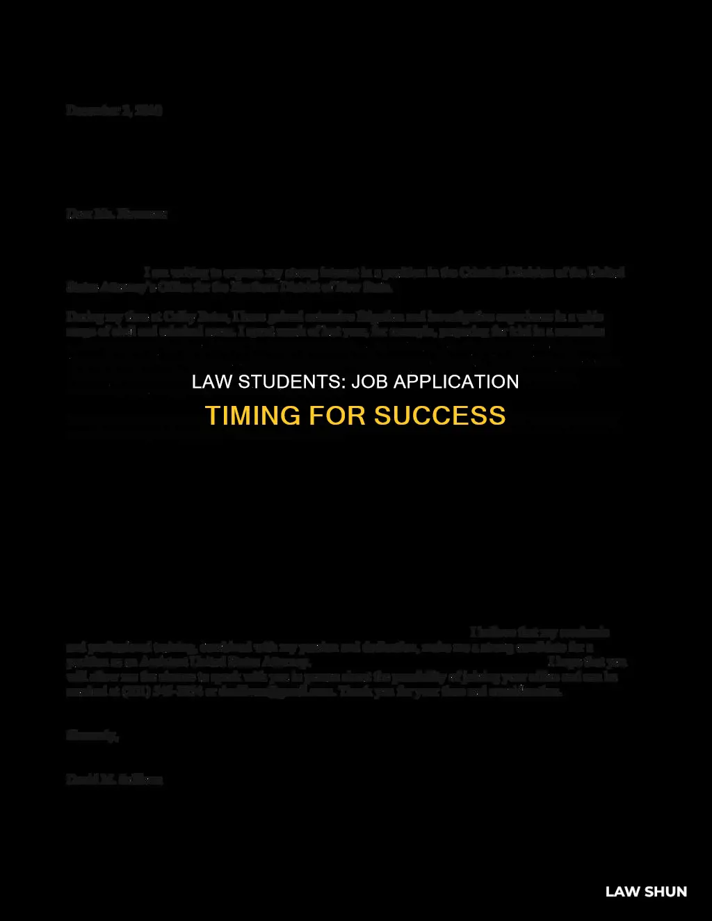 when should law students apply for jobs