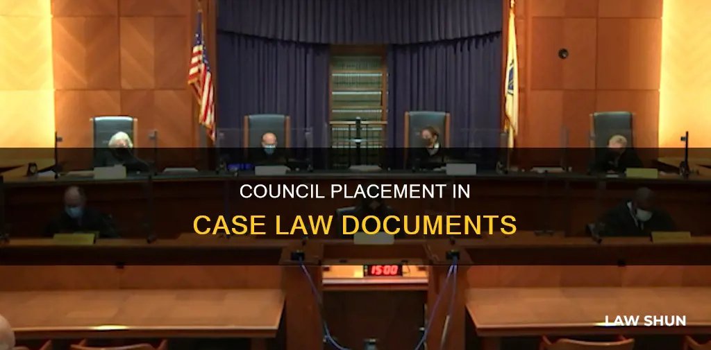 where is council listed in a case law document