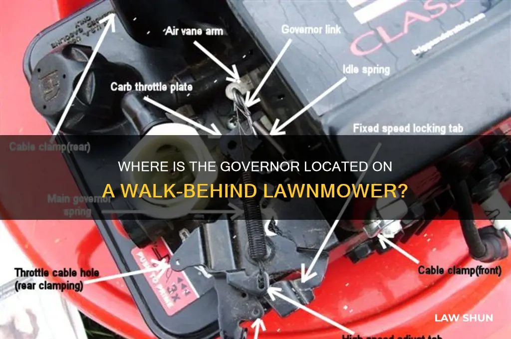 where is thed govenor on a walk behind law mower