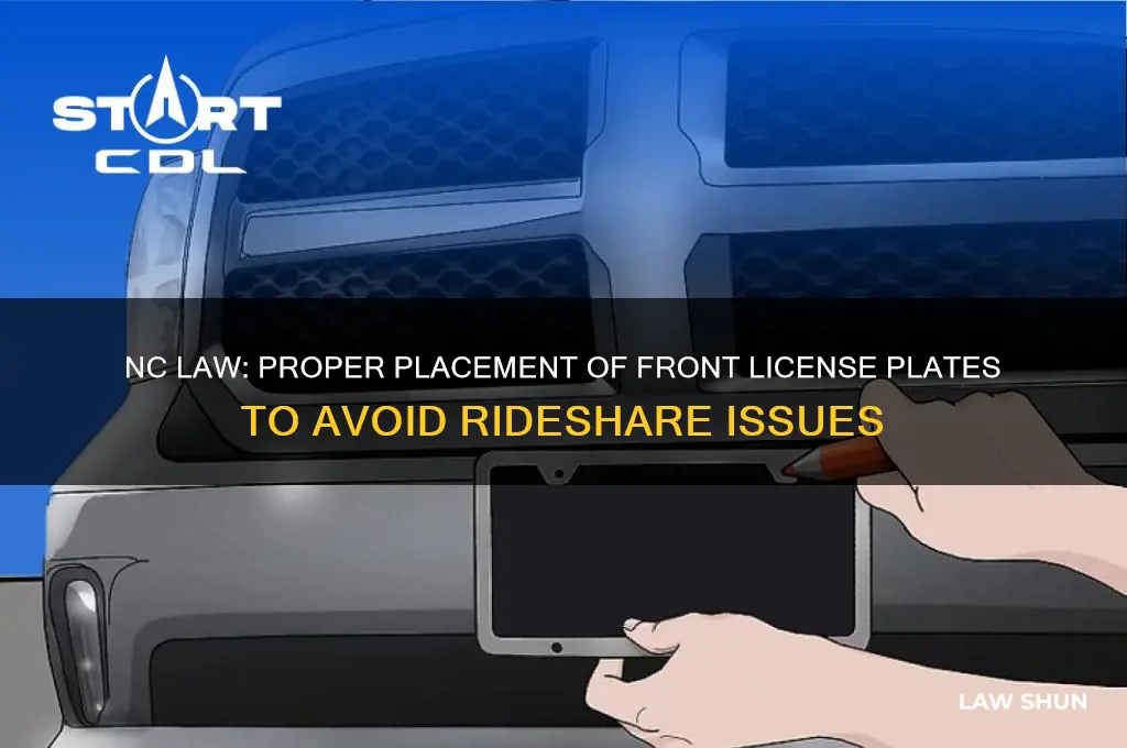 where should the front plate be for nc law rideshate