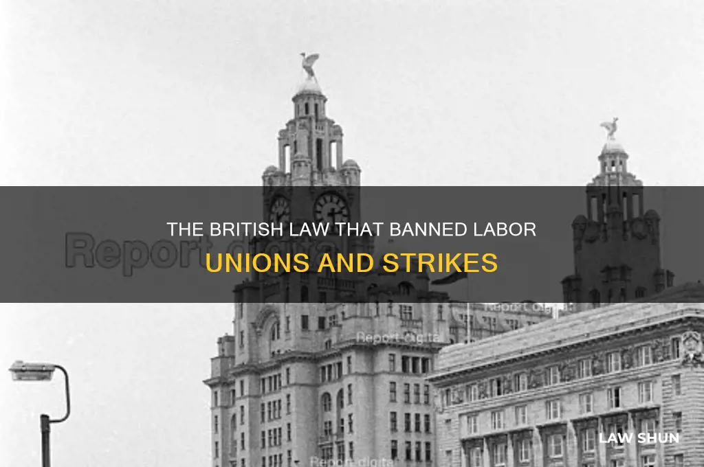 which law outlawed labor unions and strikes in britain