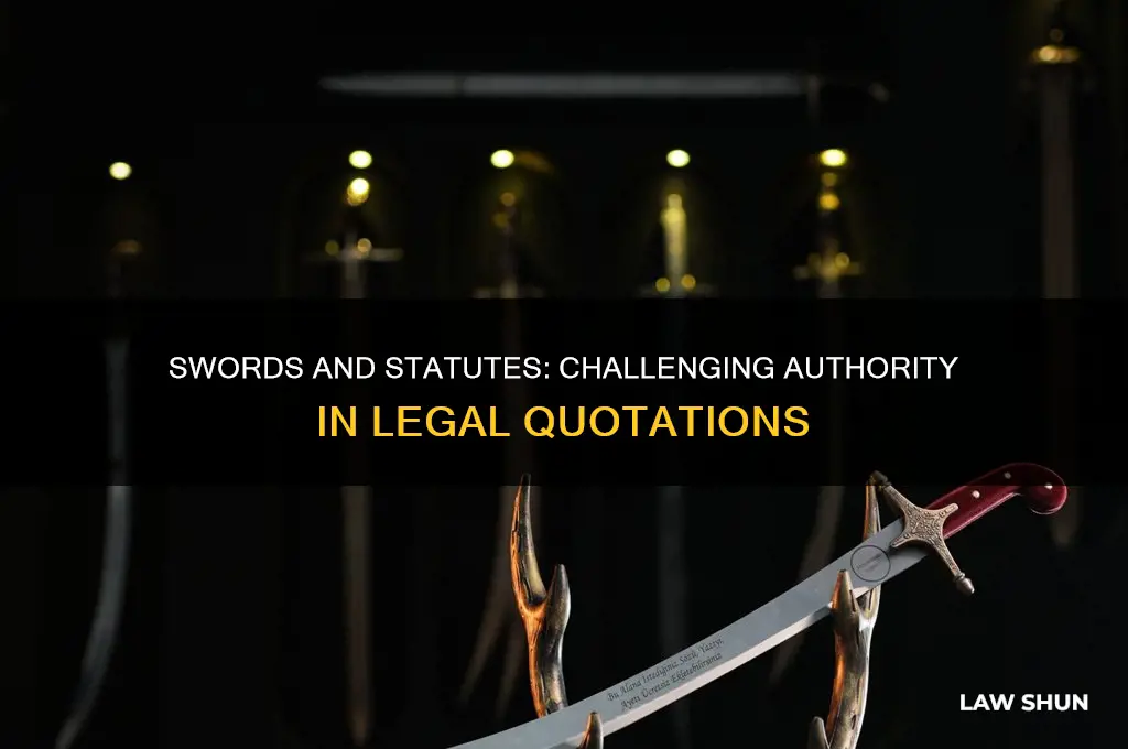 who are you to quote laws at us with swords