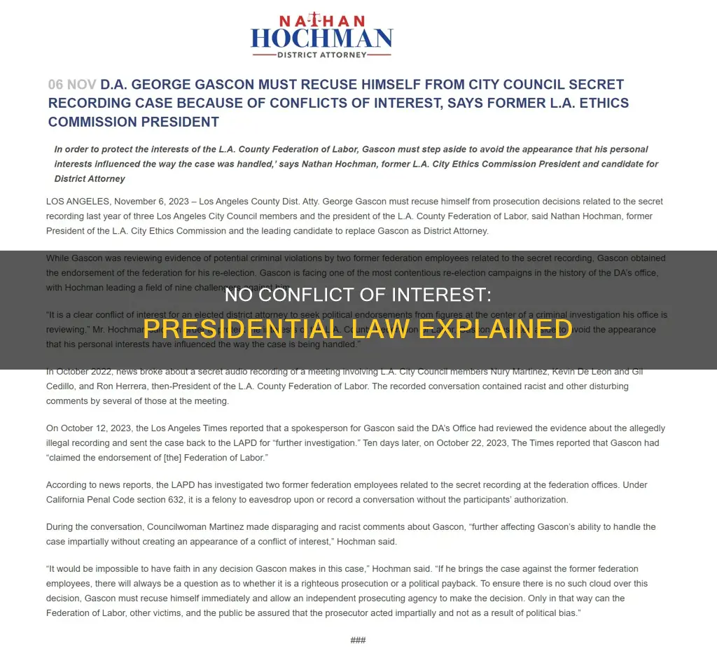 why by law can president not have conflict of interest