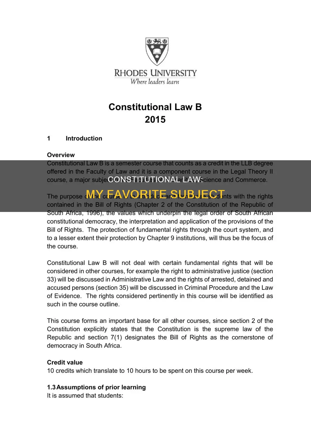 why constitutional law was thebest