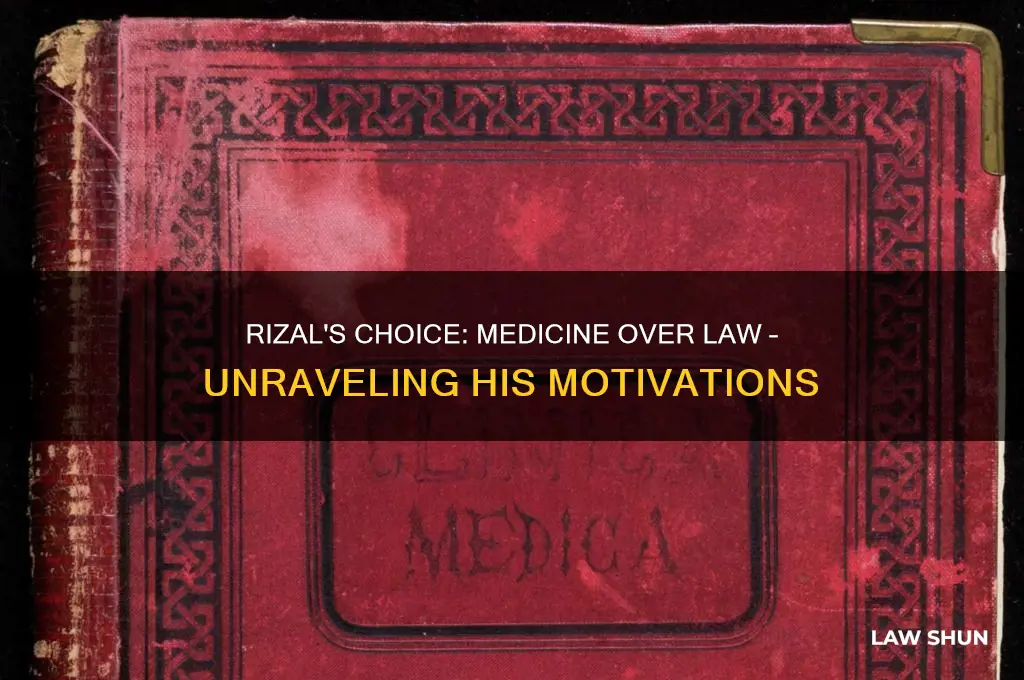 why did rizal decide to take medicine instead of law