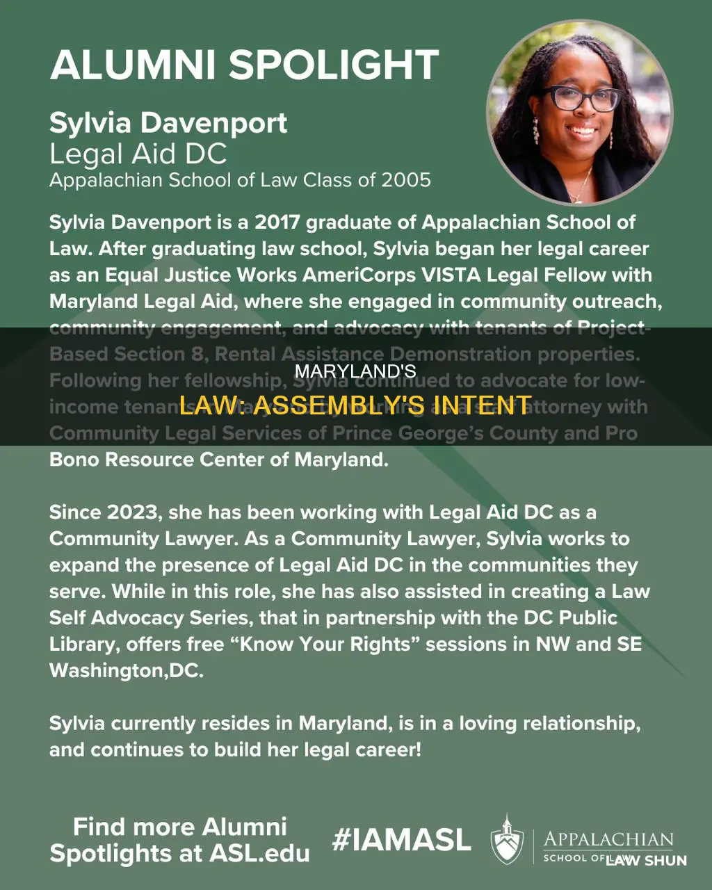why did the assembly of maryland create this law