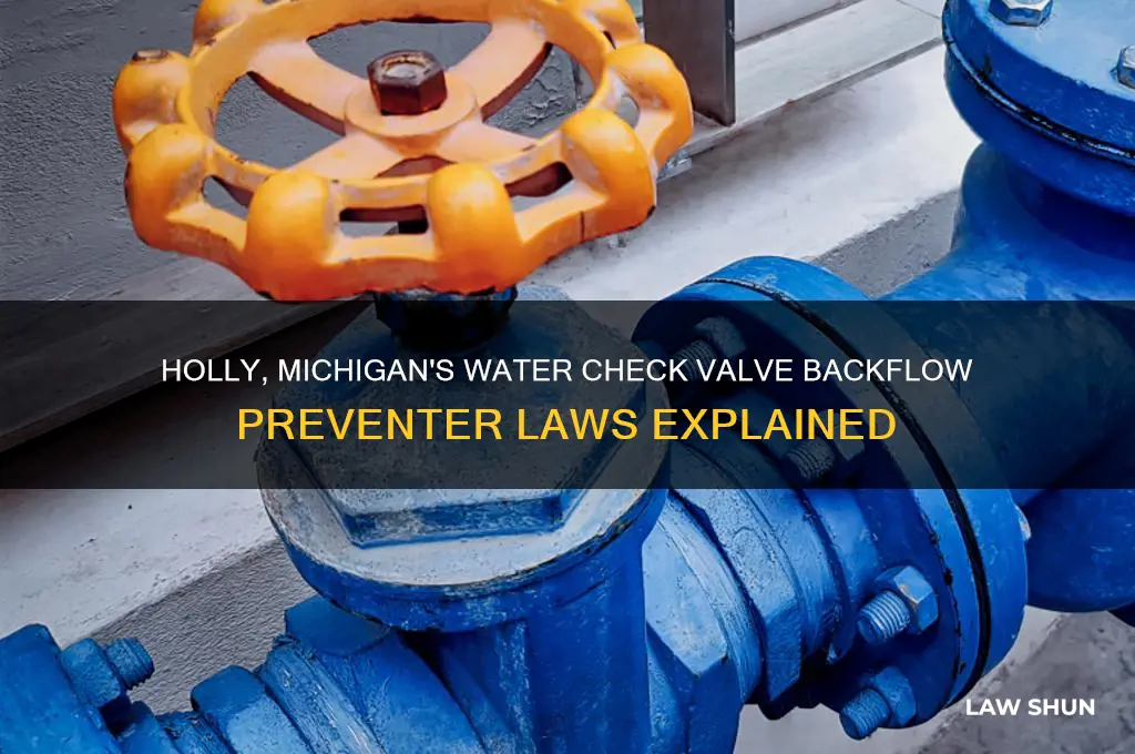 why water check valve backflow preventer laws holly michigan